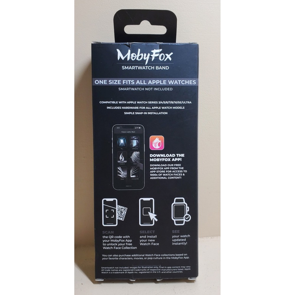 MobyFox Leather Apple Watch Band Black (1 Size Fits All Apple Watches) BRAND NEW - Picture 2 of 6